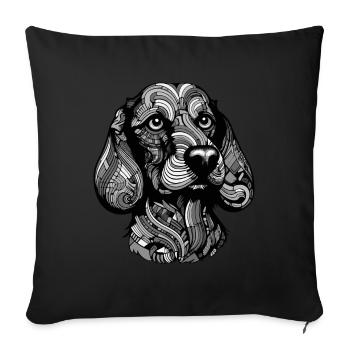 Teckel Portrait de chien teckel - Housse de coussin décorative 45 x 45 cm - noir - Devant