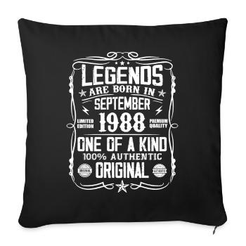September 1988 Vintage Retro Anniversary Gift - Sofa pillowcase 17,3'' x 17,3'' (45 x 45 cm) - black - Front