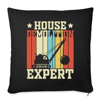 Funny Wrecking Ball Crane - Sofa pillowcase 17,3'' x 17,3'' (45 x 45 cm) - black - Front