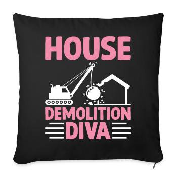 Funny Day Wrecking Ball Crane - Sofa pillowcase 17,3'' x 17,3'' (45 x 45 cm) - black - Front