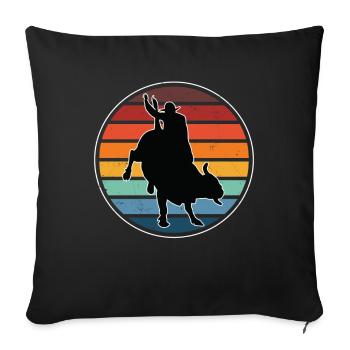 Retro Bullriding America Bull Riding - Sofa pillowcase 17,3'' x 17,3'' (45 x 45 cm) - black - Front