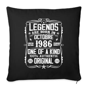 October 1986 Legends were born in October 1986 - Sofa pillowcase 17,3'' x 17,3'' (45 x 45 cm) - black - Front