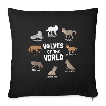 Wolves Of The World Wölfe Wildtier - Sofakissenbezug 45 x 45 cm - Schwarz - Vorne
