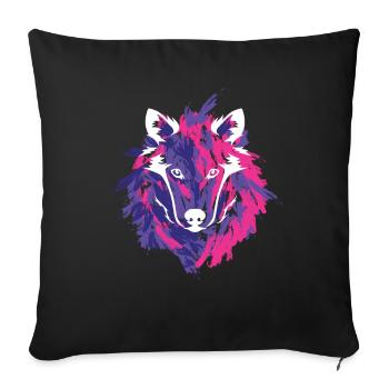 Loup Coloré Howl Sauvage Sauvage - Housse de coussin décorative 45 x 45 cm - noir - Devant
