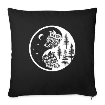 Wolf YinYang Howling Wilderness Wild Animal - Sofa pillowcase 17,3'' x 17,3'' (45 x 45 cm) - black - Front