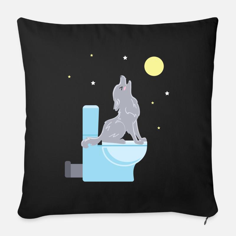 Wolf WC Toilette Heulen Wildnis Wildtier - Sofakissenbezug 45 x 45 cm - Schwarz
