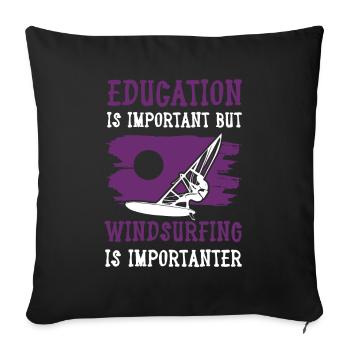 Éducation Planche à voile - Housse de coussin décorative 45 x 45 cm - noir - Devant
