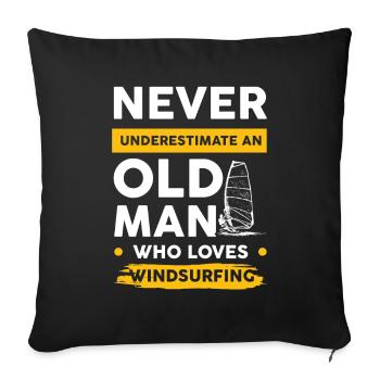 Windsurfing Old Man - Sofa pillowcase 17,3'' x 17,3'' (45 x 45 cm) - black - Front