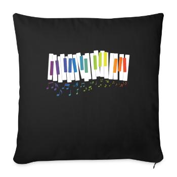 Piano Keys Piano Sheet Music - Sofa pillowcase 17,3'' x 17,3'' (45 x 45 cm) - black - Front
