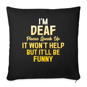 Funny Deaf Pride ASL Sign Language - Sofa pillowcase 17,3'' x 17,3'' (45 x 45 cm) - black - Front