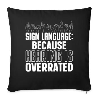 Funny Deaf Pride ASL - Sofa pillowcase 17,3'' x 17,3'' (45 x 45 cm) - black - Front