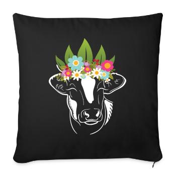 Flowers Cow Cows Farmer - Sofa pillowcase 17,3'' x 17,3'' (45 x 45 cm) - black - Front