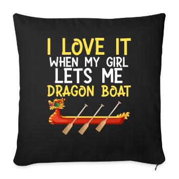 C’est drôle quand ma fille m’a conduit en bateau-dragon - Housse de coussin décorative 45 x 45 cm - noir - Devant