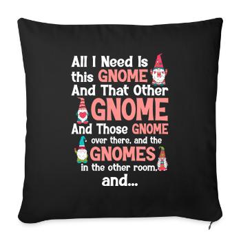 Funny garden gnome gardening dwarf garden - Sofa pillowcase 17,3'' x 17,3'' (45 x 45 cm) - black - Front