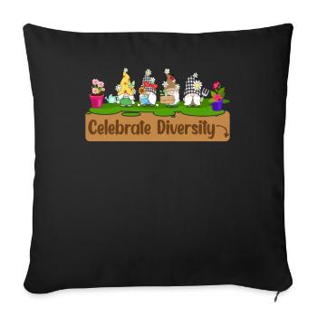 Lustiger Gartenzwerg Gartenarbeit Zwerggarten - Sofakissenbezug 45 x 45 cm - Schwarz - Vorne