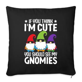 Funny garden gnome gardening dwarf garden - Sofa pillowcase 17,3'' x 17,3'' (45 x 45 cm) - black - Front