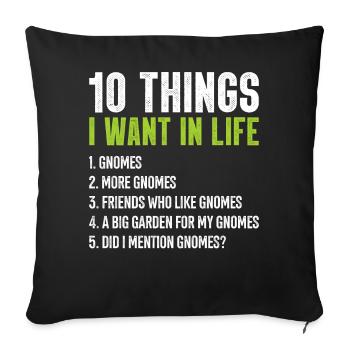 Drôle de nain de jardin gnome de jardin jardin nain - Housse de coussin décorative 45 x 45 cm - noir - Devant