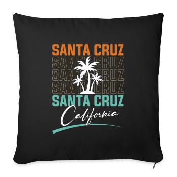 Santa Cruz Californie Coucher de soleil 70s 80s - Housse de coussin décorative 45 x 45 cm - noir - Devant