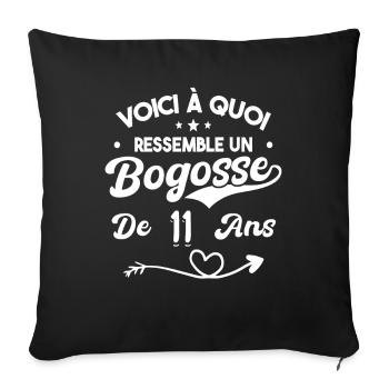 Bogosse 11 ans Cadeau Humour Anniversaire 11 ans - Housse de coussin décorative 45 x 45 cm - noir - Devant