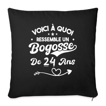 Bogosse 24 ans Cadeau Humour Anniversaire 24 ans - Housse de coussin décorative 45 x 45 cm - noir - Devant