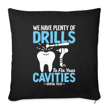 Funny dental technicians - Sofa pillowcase 17,3'' x 17,3'' (45 x 45 cm) - black - Front