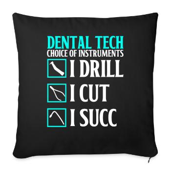 Drôle de technicien pour laboratoire dentaire - Housse de coussin décorative 45 x 45 cm - noir - Devant