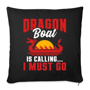 Drôle de bateau-dragon - Ich muss zum Rennen - Housse de coussin décorative 45 x 45 cm - noir - Devant