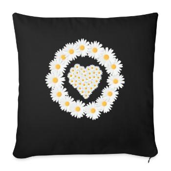 Gänseblümchen Blume Daisy Fleur Amour Coeur - Housse de coussin décorative 45 x 45 cm - noir - Devant