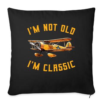 I'm not Old I'm Cassic Vintage Plane Airplane - Sofa pillowcase 17,3'' x 17,3'' (45 x 45 cm) - black - Front