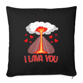 I Lava You Cute Volcano Cadeau pour Couple - Housse de coussin décorative 45 x 45 cm - noir - Devant