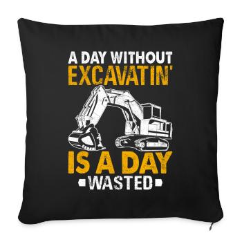 Funny excavator operator HEO - Sofa pillowcase 17,3'' x 17,3'' (45 x 45 cm) - black - Front