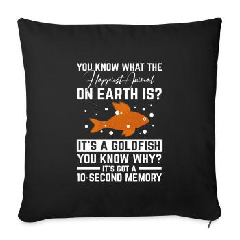 Poisson d’aquarium Goldfish 10 secondes de mémoire - Housse de coussin décorative 45 x 45 cm - noir - Devant