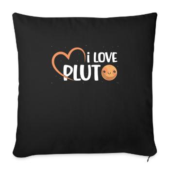 J’aime Pluton Planète naine Astronome du système solaire - Housse de coussin décorative 45 x 45 cm - noir - Devant