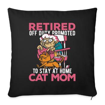 Pensioner Pension Cat - Sofa pillowcase 17,3'' x 17,3'' (45 x 45 cm) - black - Front