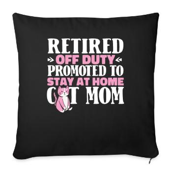 Pensioner Pension Cat - Sofa pillowcase 17,3'' x 17,3'' (45 x 45 cm) - black - Front