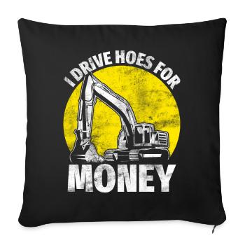 Drôle de conducteur d’excavatrice HEO - Housse de coussin décorative 45 x 45 cm - noir - Devant