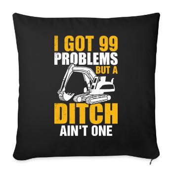 Funny excavator operator HEO - Sofa pillowcase 17,3'' x 17,3'' (45 x 45 cm) - black - Front