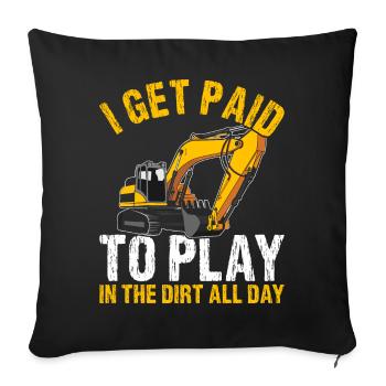 Funny excavator operator HEO - Sofa pillowcase 17,3'' x 17,3'' (45 x 45 cm) - black - Front