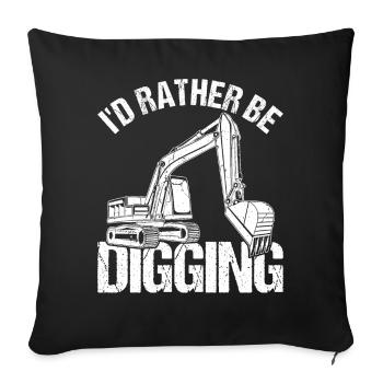 Funny excavator operator HEO - Sofa pillowcase 17,3'' x 17,3'' (45 x 45 cm) - black - Front