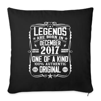 Né en Décembre 2017 Cadeau D’anniversaire 2017 - Housse de coussin décorative 45 x 45 cm - noir - Devant