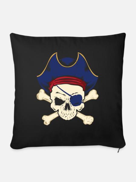 Piraten Augenklappe Pirat Seeräuber - Sofakissenbezug 45 x 45 cm - Schwarz