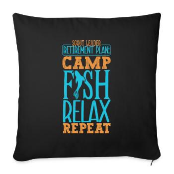 Plans for retirement - camping and fishing - Sofa pillowcase 17,3'' x 17,3'' (45 x 45 cm) - black - Front