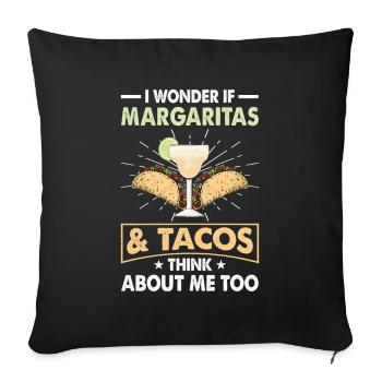 Margaritas Tacos Cuisine mexicaine - Housse de coussin décorative 45 x 45 cm - noir - Devant