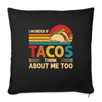 Taco Takeaway Funny Retro Nacho Burrito Gift - Sofa pillowcase 17,3'' x 17,3'' (45 x 45 cm) - black - Front
