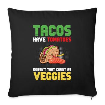 Tacos Tomatoes Counts Végétarien Nachos Burritos - Housse de coussin décorative 45 x 45 cm - noir - Devant