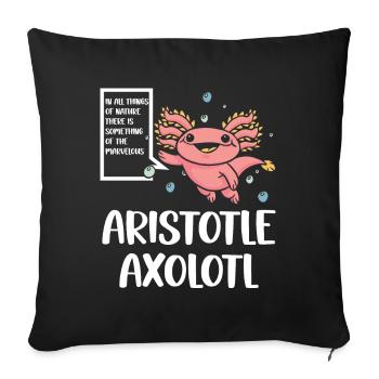 Aristotle Axolotl Funny Amphibian Frog Saying - Sofa pillowcase 17,3'' x 17,3'' (45 x 45 cm) - black - Front