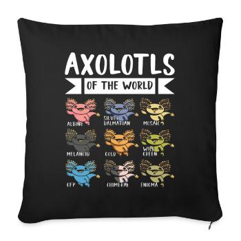 Axolotls Of The World Salamandre Mignonne Grenouille - Housse de coussin décorative 45 x 45 cm - noir - Devant