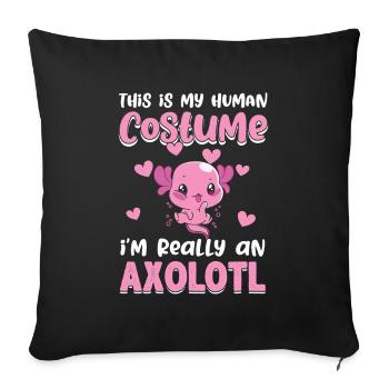 Mon costume humain vraiment Axolotl Amphibian Lurch - Housse de coussin décorative 45 x 45 cm - noir - Devant
