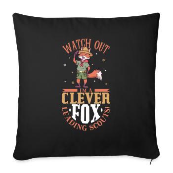 Schlauer Fuchs ist Pfadfinder Lehrer - Sofakissenbezug 45 x 45 cm - Schwarz - Vorne
