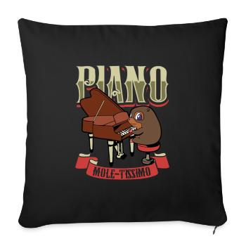 Piano Mole-tissimo - Mole at the Piano - Sofa pillowcase 17,3'' x 17,3'' (45 x 45 cm) - black - Front